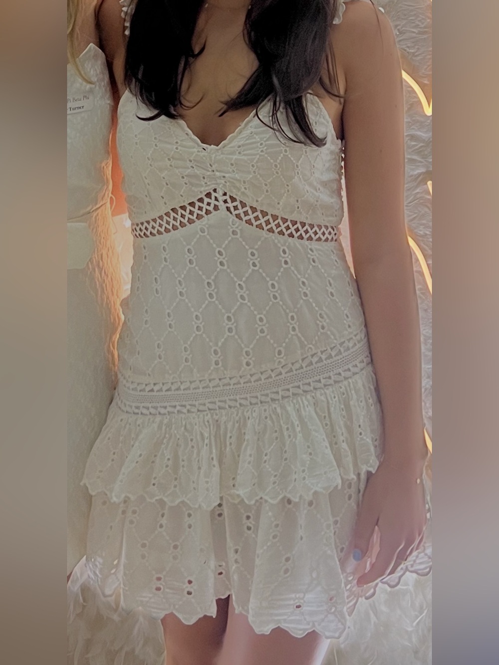 LoveShack Fancy White Eyelet Sundress - Women’s Summer Dress Size 0